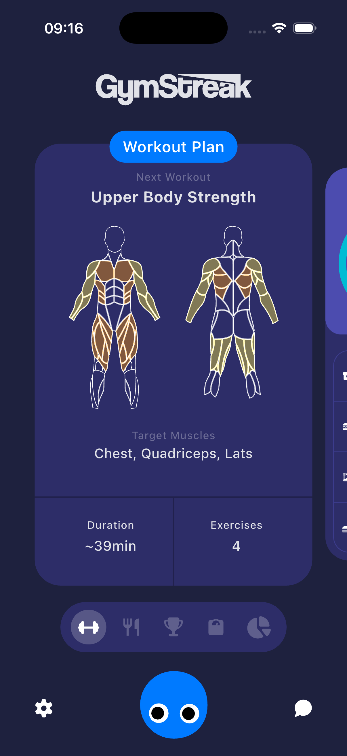 GymStreak raw app screen before screenshot generation